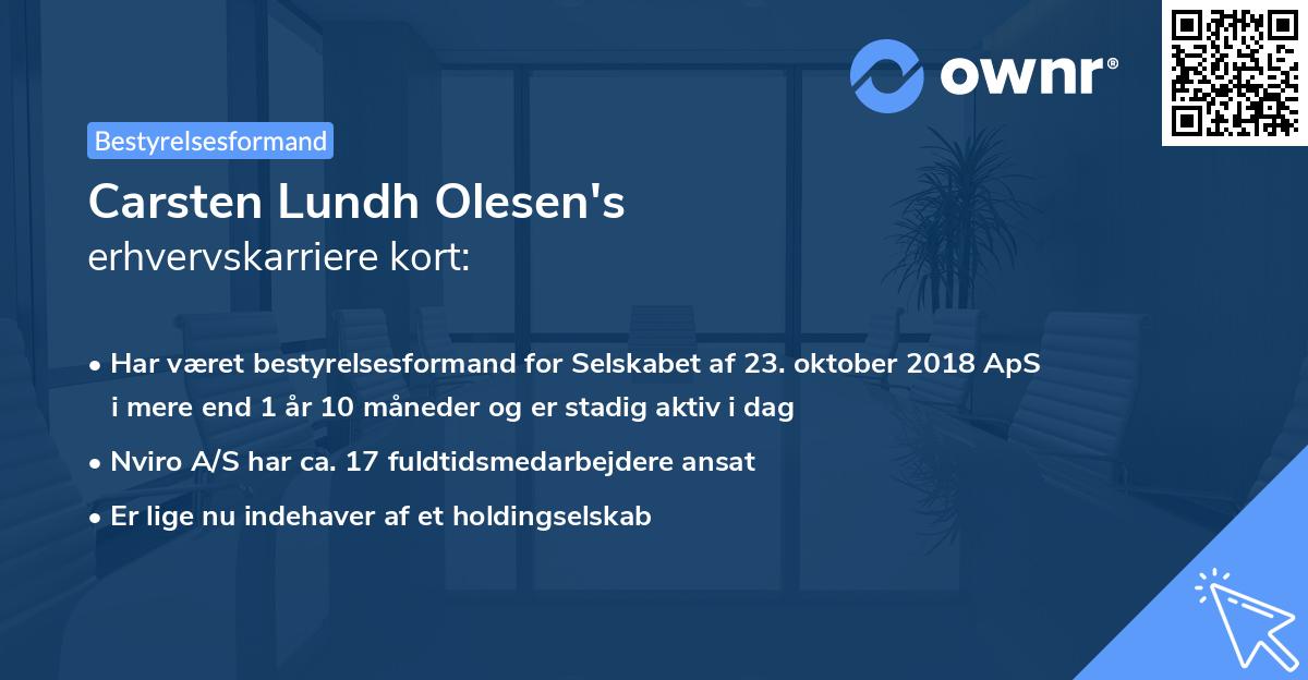 Carsten Lundh Olesen's erhvervskarriere kort