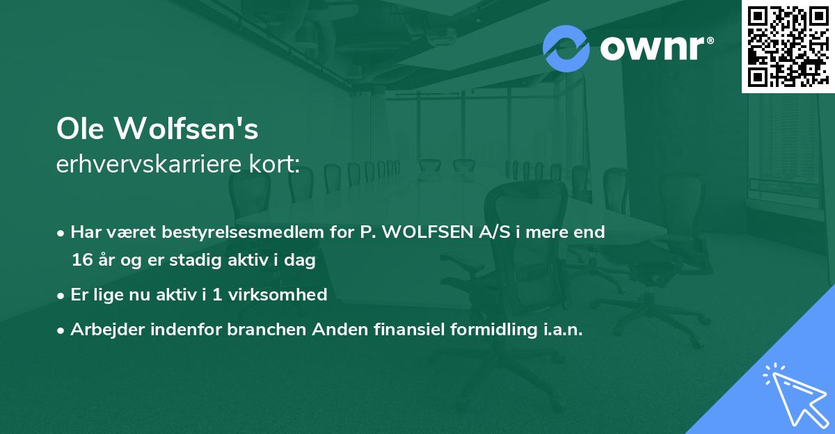 Ole Wolfsen's erhvervskarriere kort