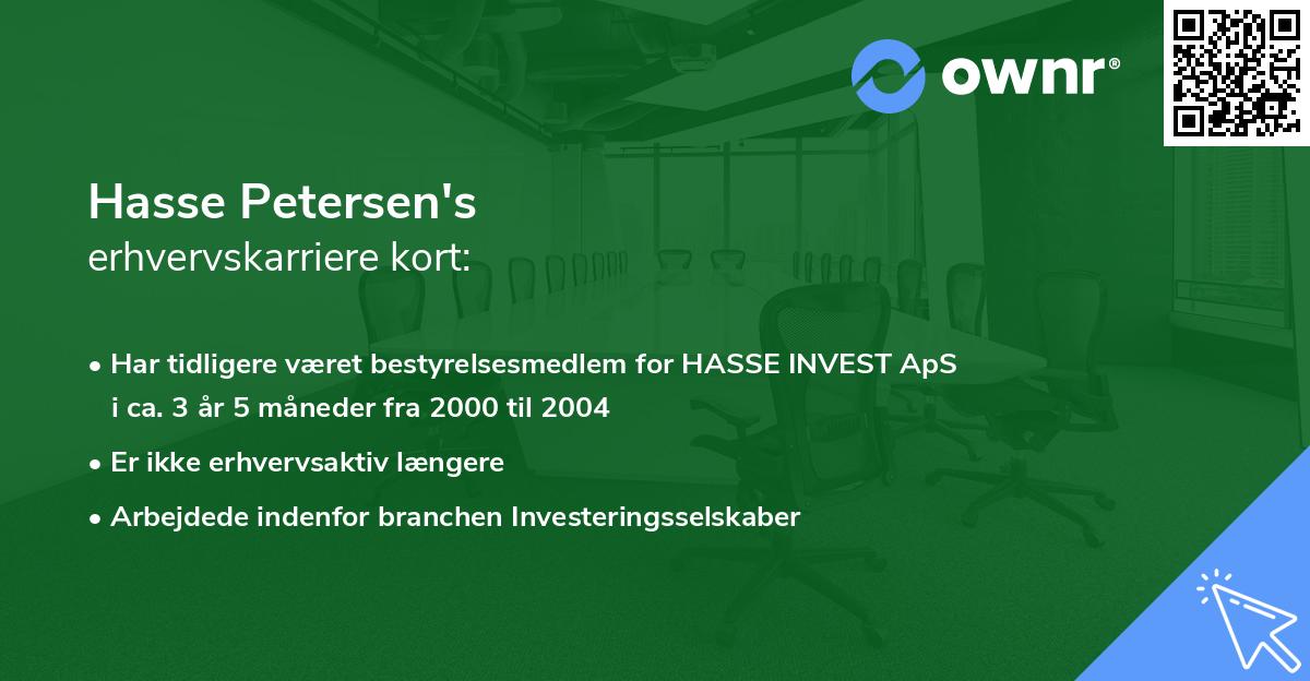 Hasse Petersen's erhvervskarriere kort