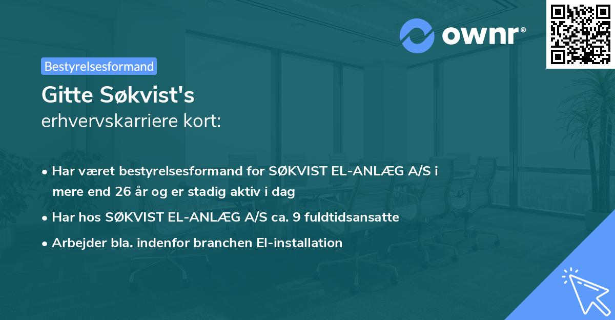 Gitte Søkvist's erhvervskarriere kort