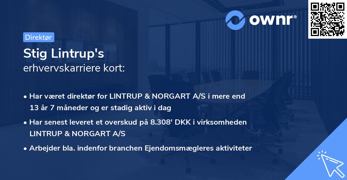 Stig Lintrup's erhvervskarriere kort