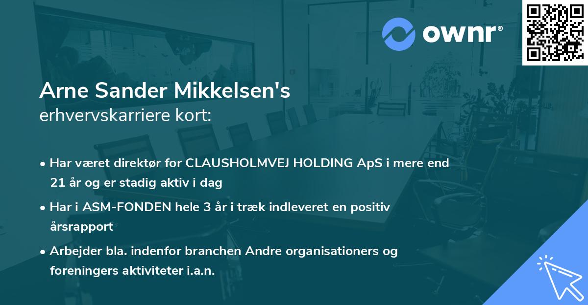 Arne Sander Mikkelsen's erhvervskarriere kort