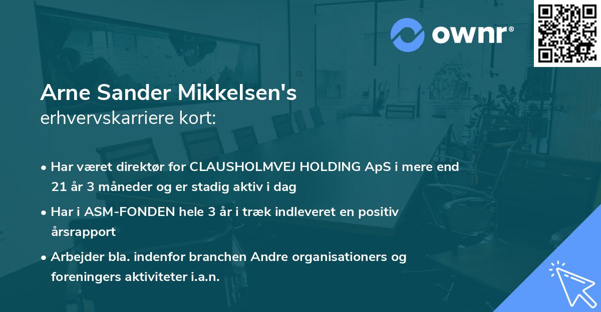 Arne Sander Mikkelsen's erhvervskarriere kort