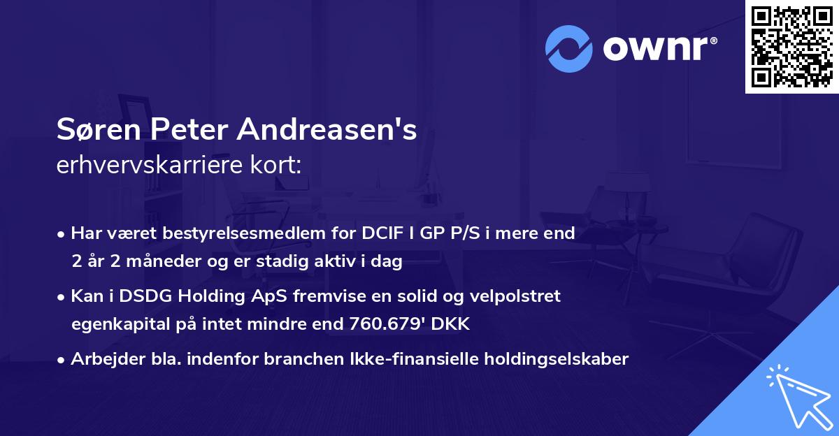 Søren Peter Andreasen's erhvervskarriere kort