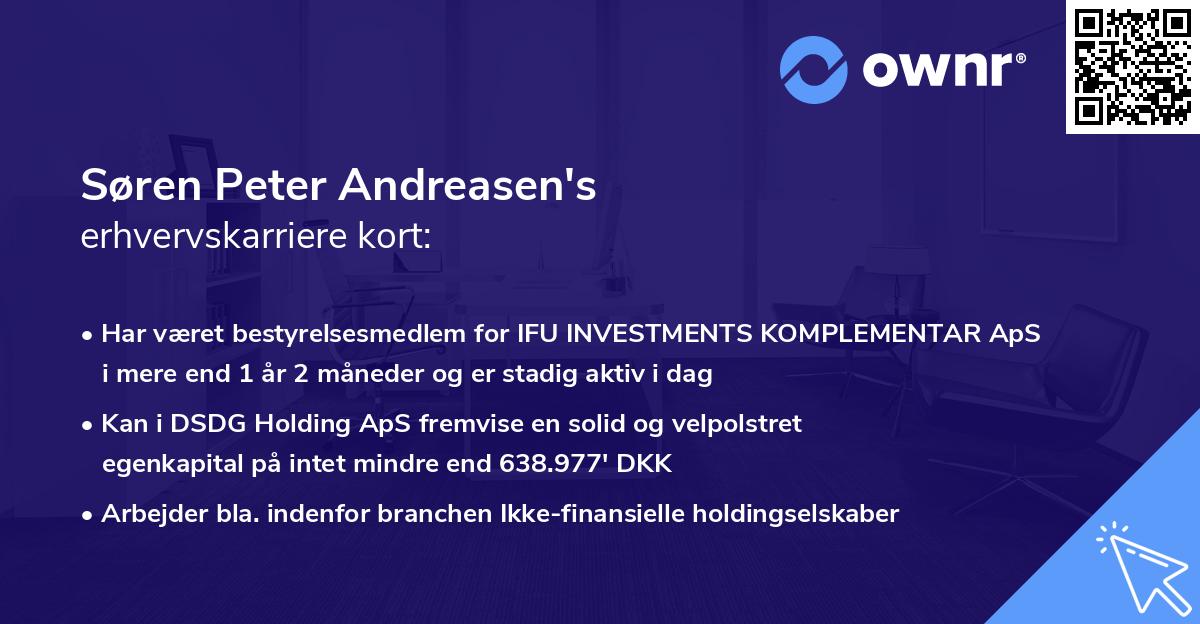 Søren Peter Andreasen's erhvervskarriere kort