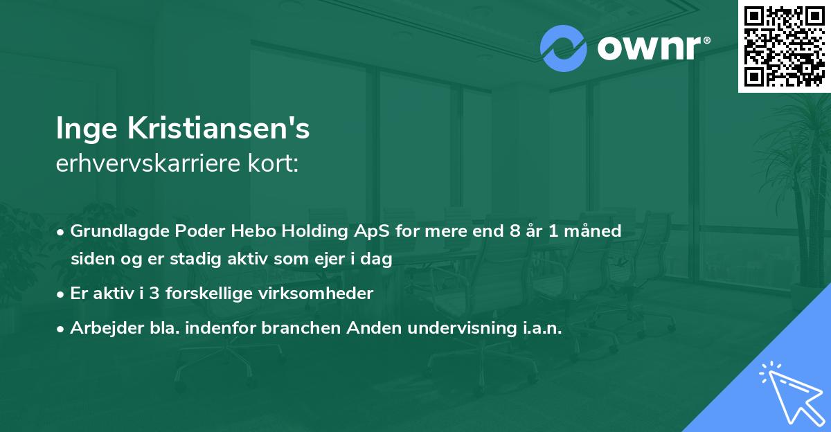 Inge Kristiansen's erhvervskarriere kort