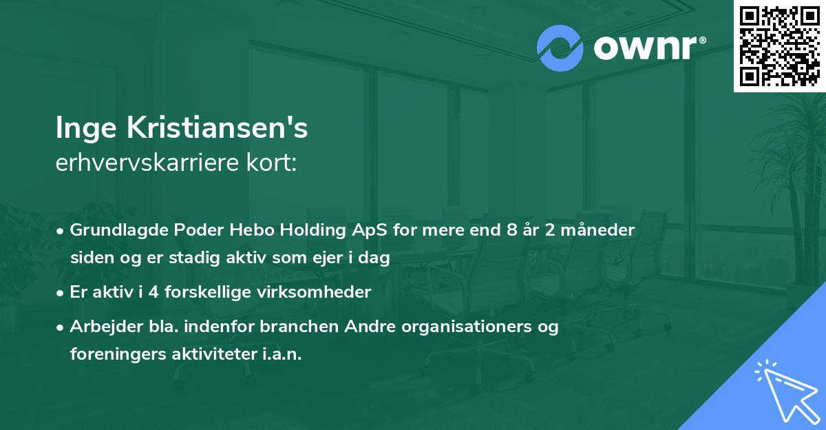 Inge Kristiansen's erhvervskarriere kort