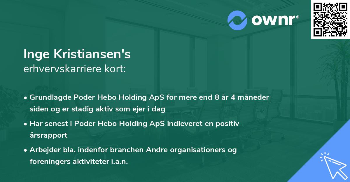 Inge Kristiansen's erhvervskarriere kort