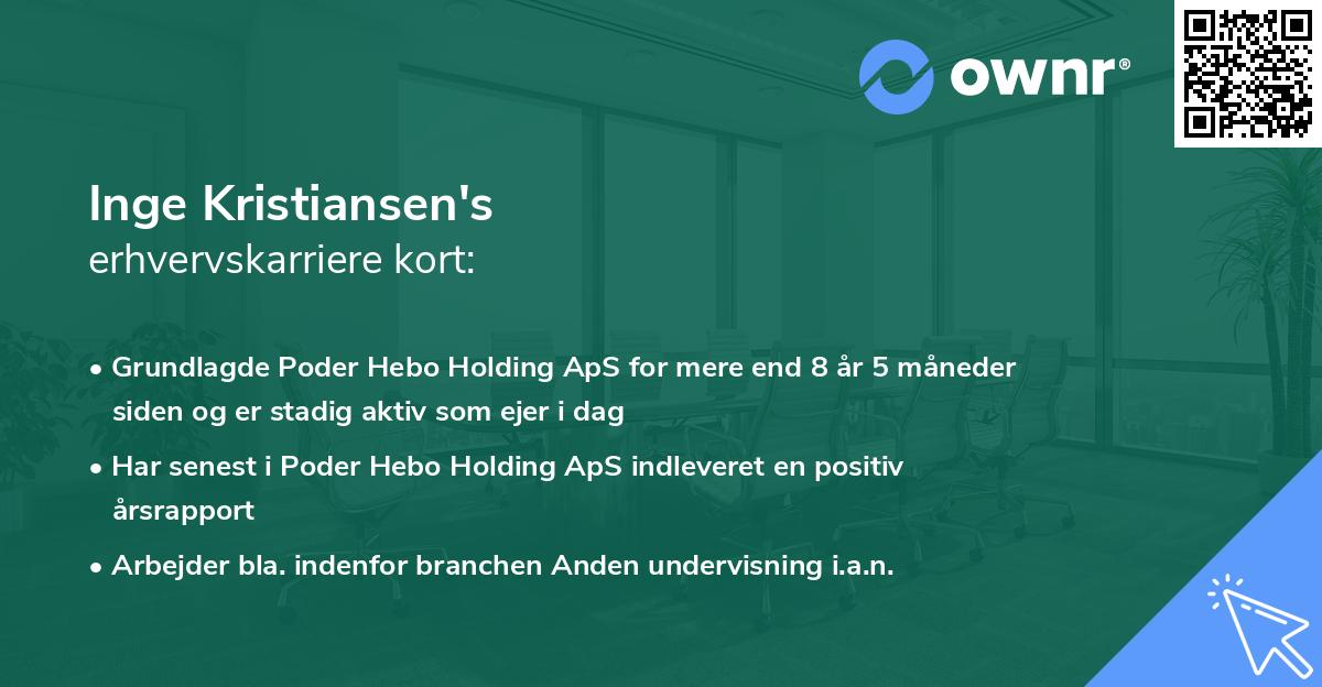 Inge Kristiansen's erhvervskarriere kort