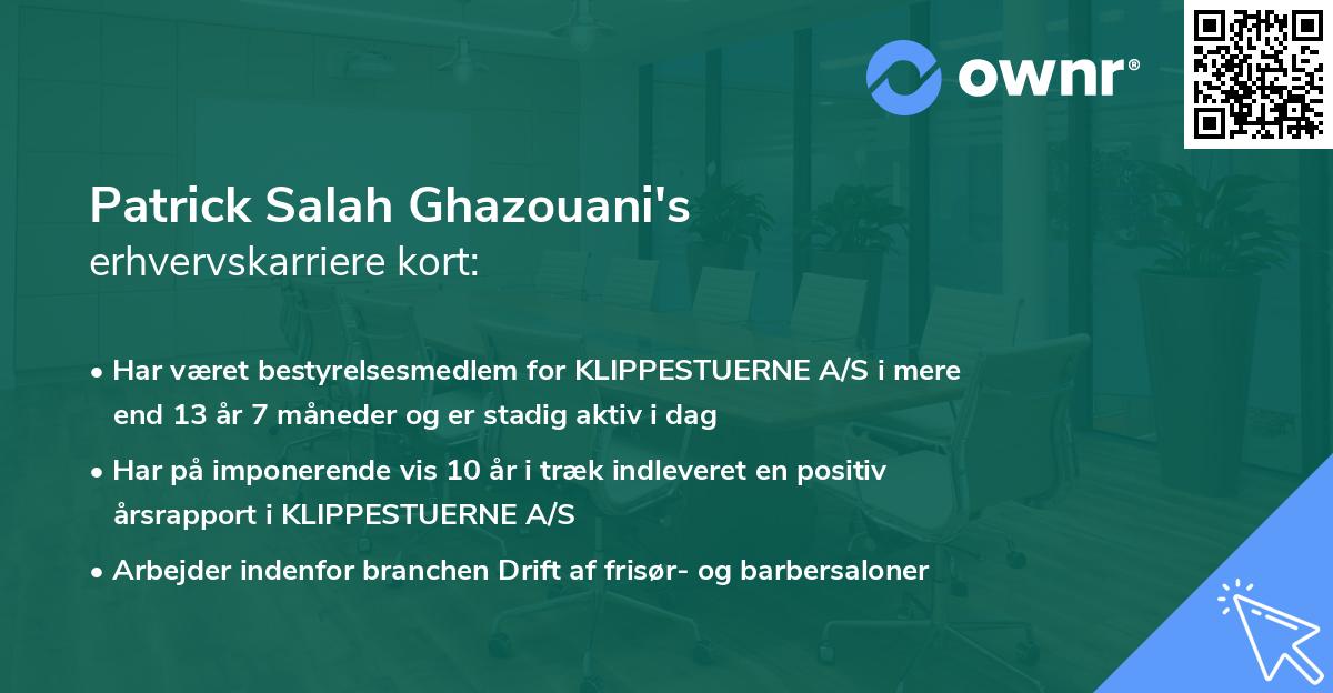 Patrick Salah Ghazouani's erhvervskarriere kort