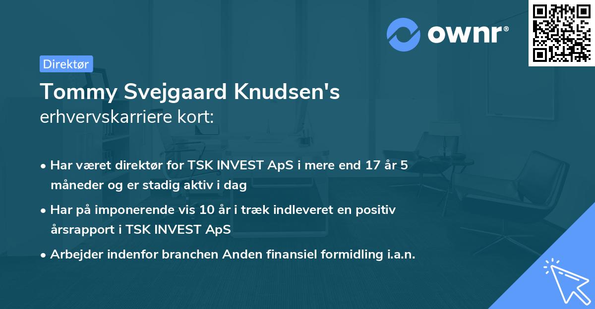 Tommy Svejgaard Knudsen's erhvervskarriere kort