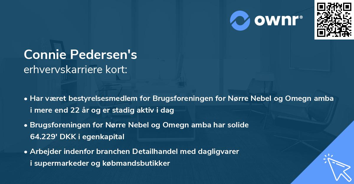 Connie Pedersen's erhvervskarriere kort
