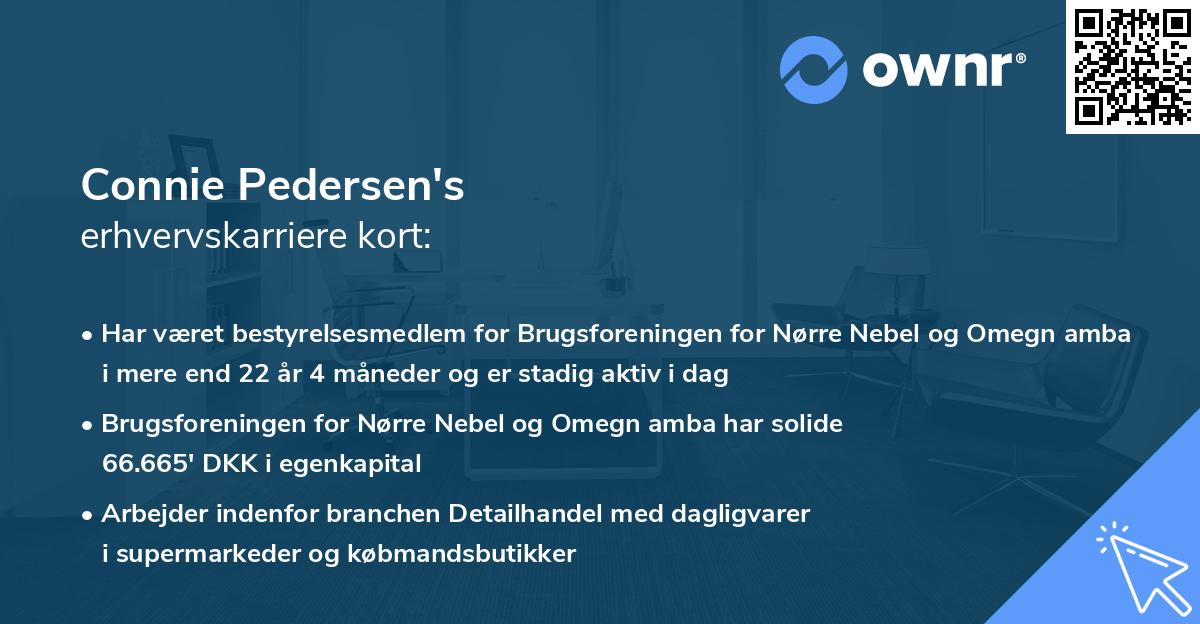 Connie Pedersen's erhvervskarriere kort
