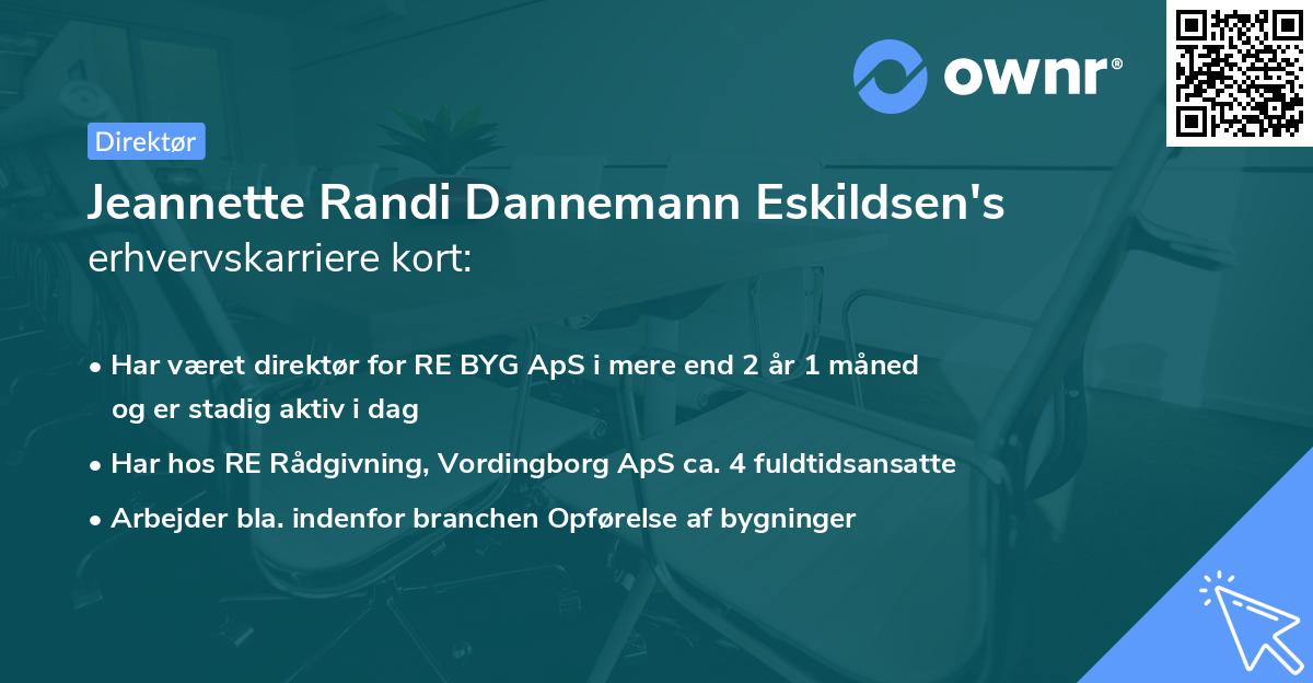 Jeannette Randi Dannemann Eskildsen's erhvervskarriere kort