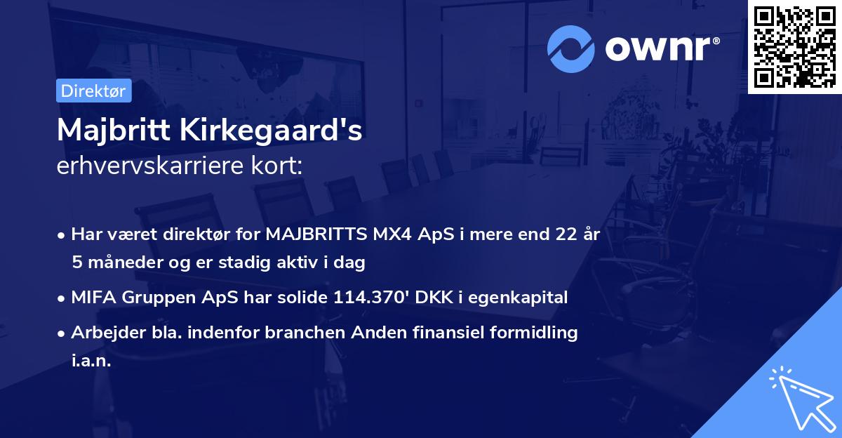 Majbritt Kirkegaard's erhvervskarriere kort