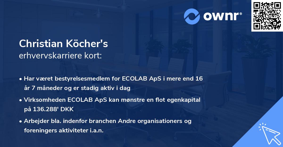 Christian Köcher's erhvervskarriere kort