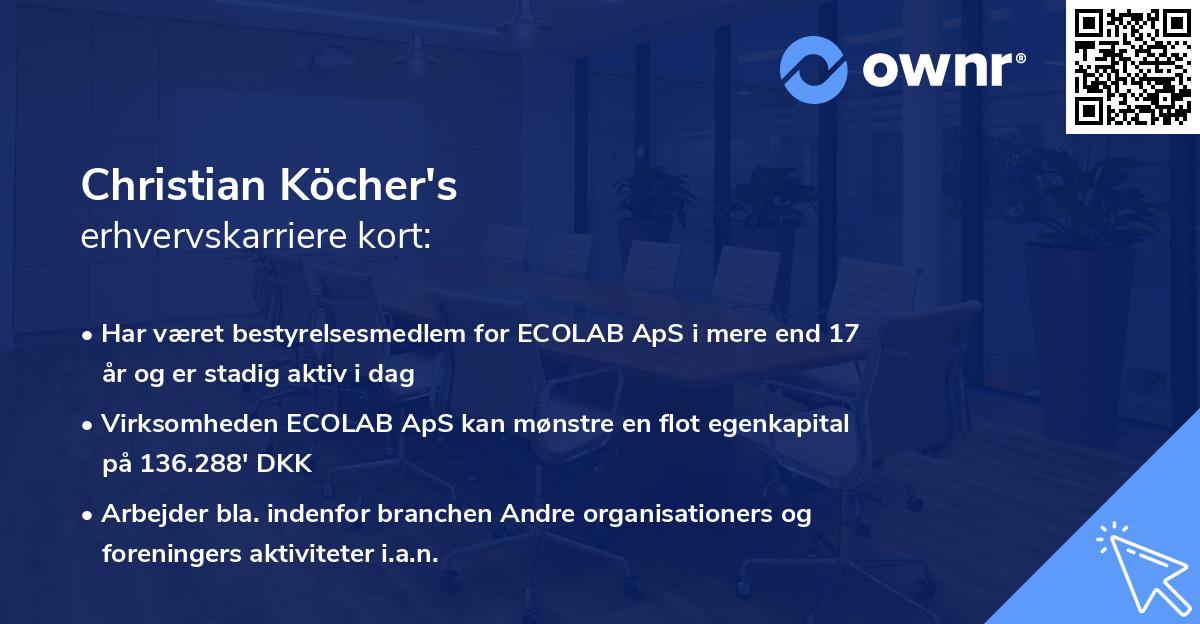 Christian Köcher's erhvervskarriere kort
