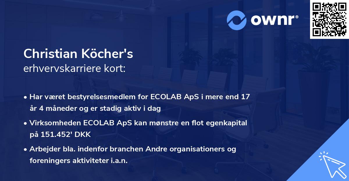 Christian Köcher's erhvervskarriere kort