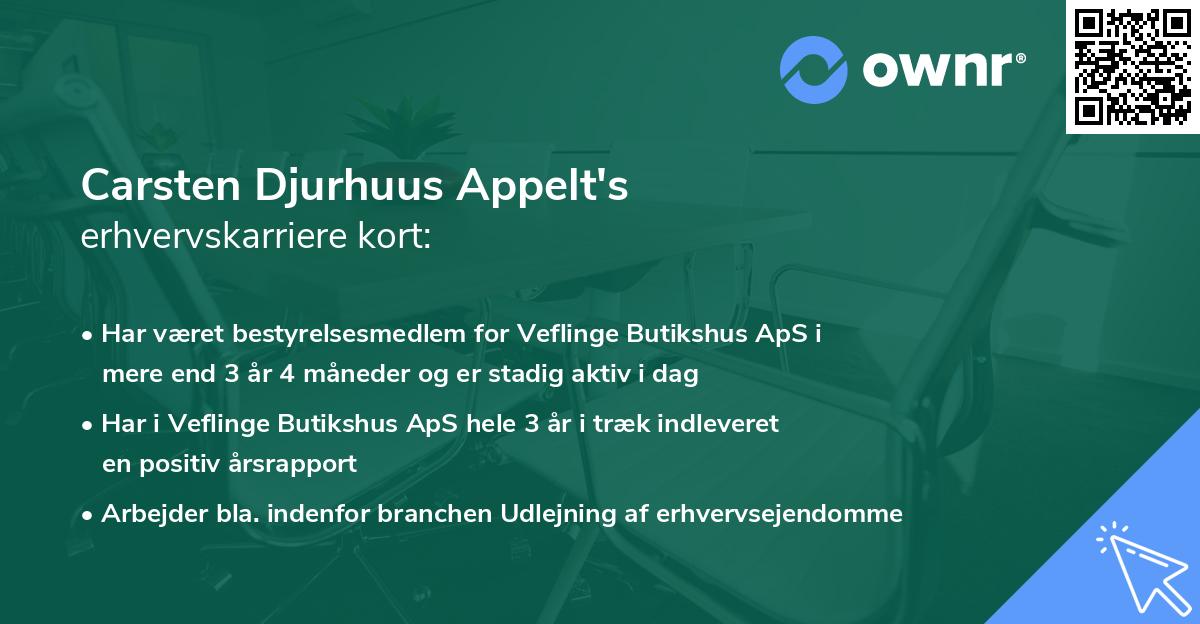 Carsten Djurhuus Appelt's erhvervskarriere kort