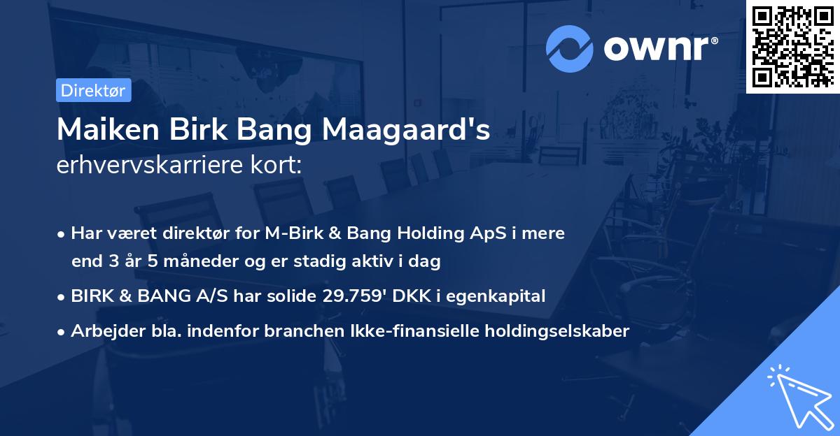 Maiken Birk Bang Maagaard's erhvervskarriere kort