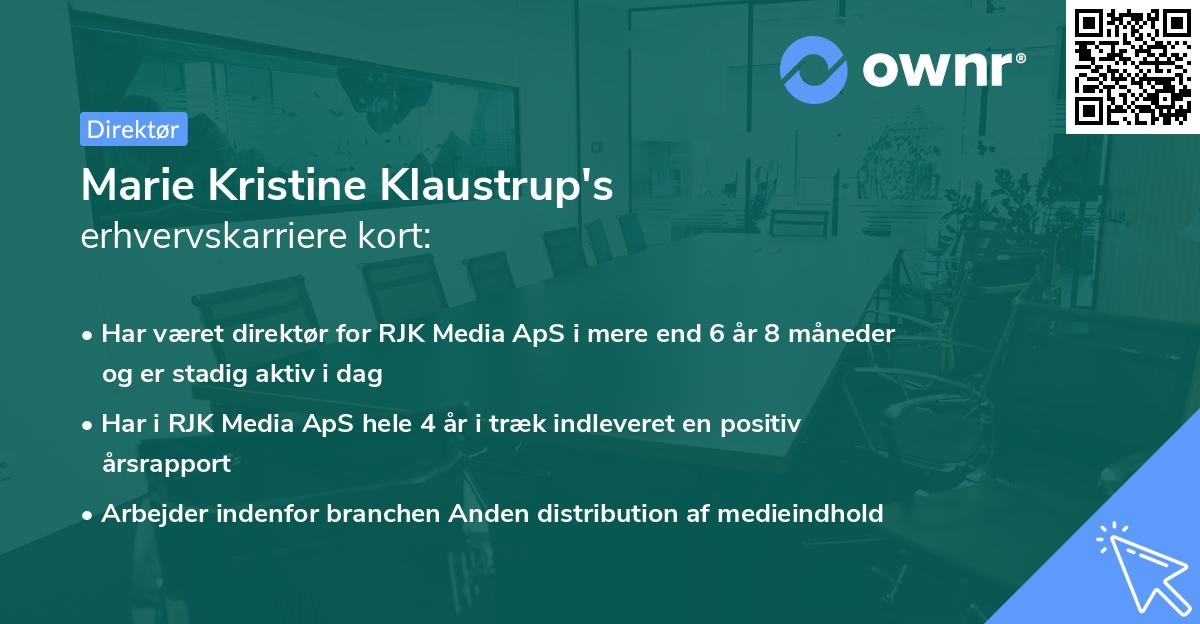 Marie Kristine Klaustrup's erhvervskarriere kort