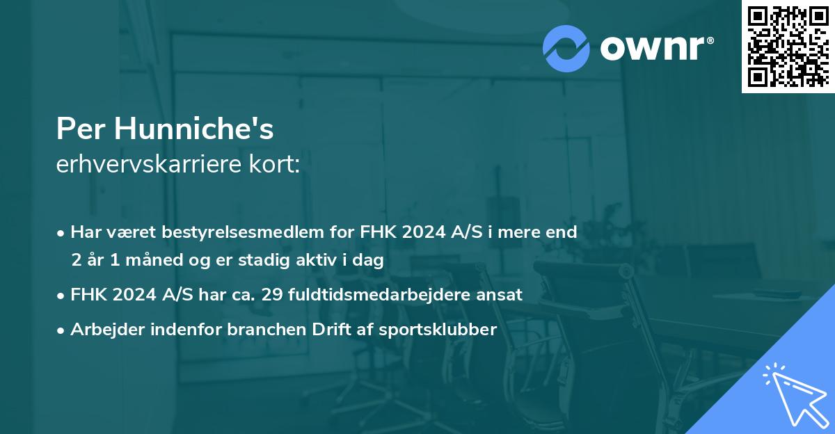 Per Hunniche's erhvervskarriere kort