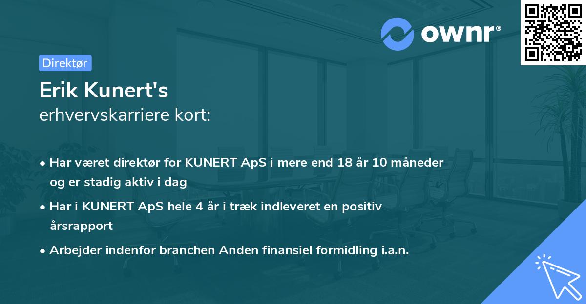 Erik Kunert's erhvervskarriere kort
