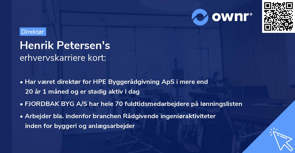 Henrik Petersen's erhvervskarriere kort
