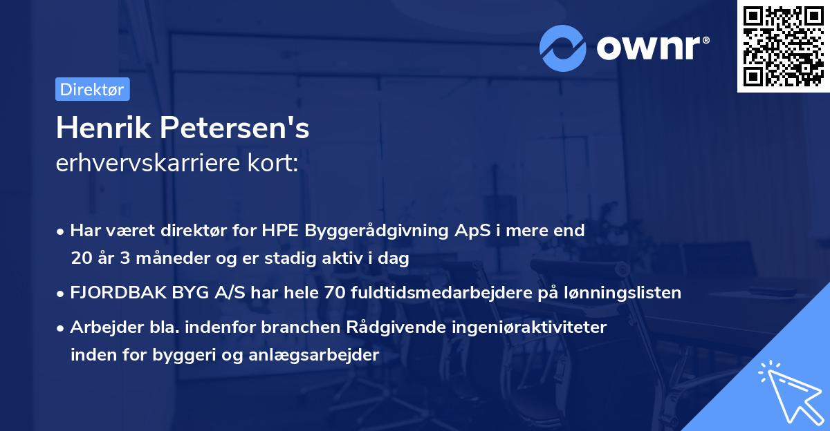 Henrik Petersen's erhvervskarriere kort