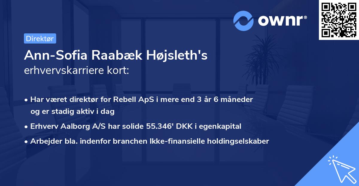 Ann-Sofia Raabæk Højsleth's erhvervskarriere kort