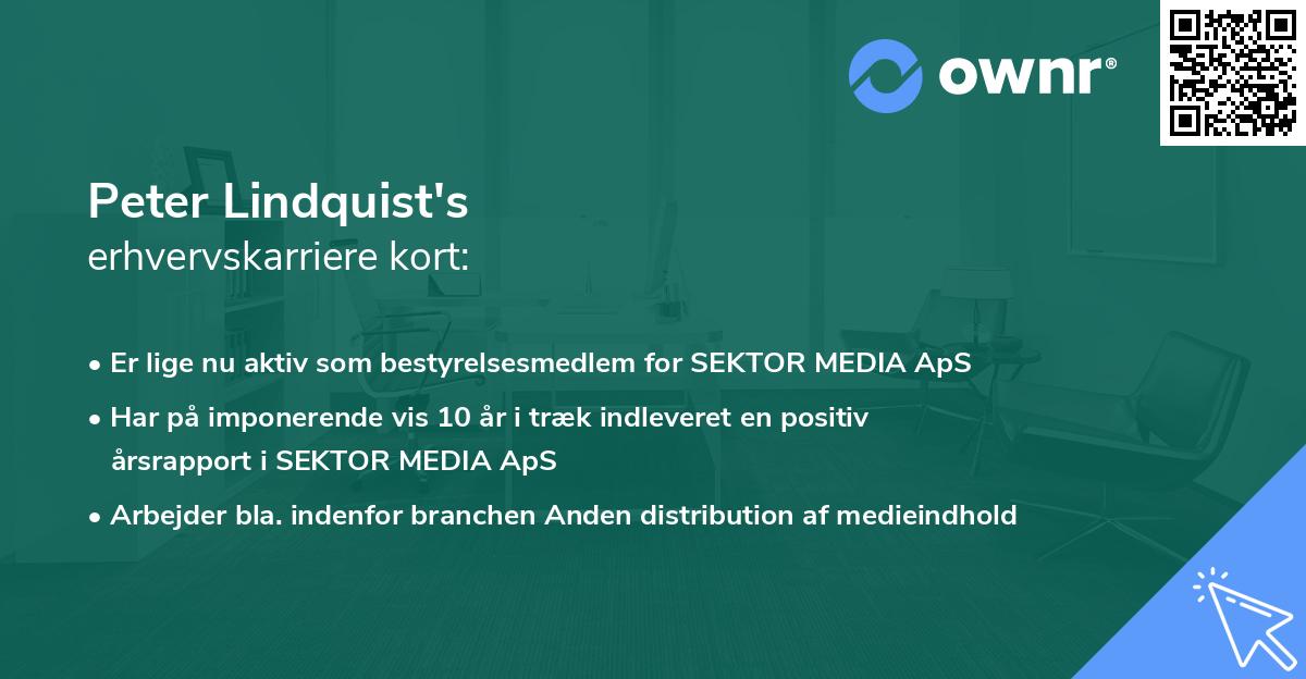 Peter Lindquist's erhvervskarriere kort