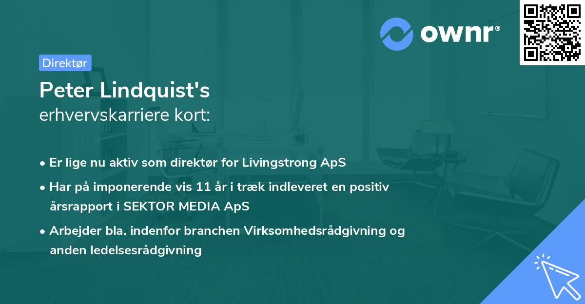 Peter Lindquist's erhvervskarriere kort