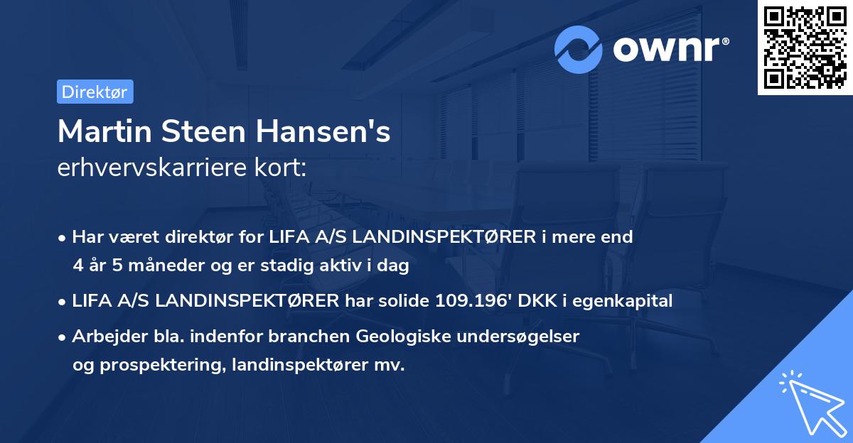 Martin Steen Hansen's erhvervskarriere kort