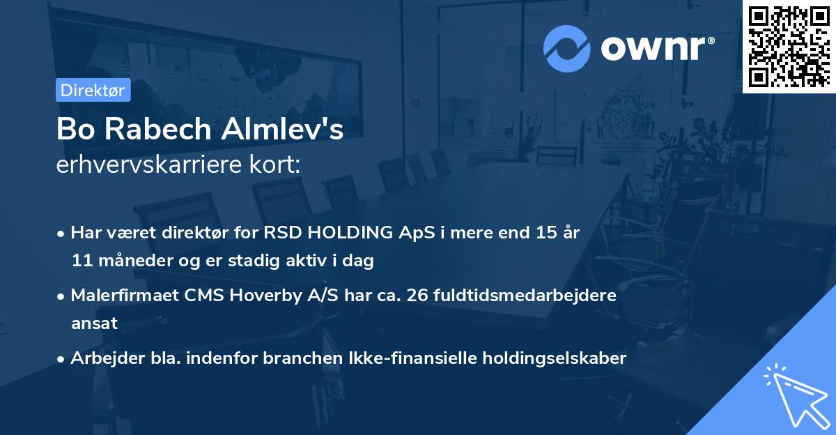 Bo Rabech Almlev's erhvervskarriere kort