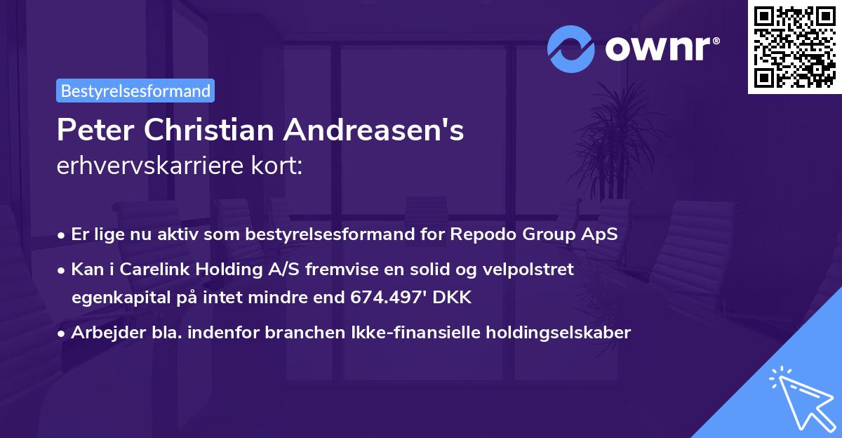 Peter Christian Andreasen's erhvervskarriere kort