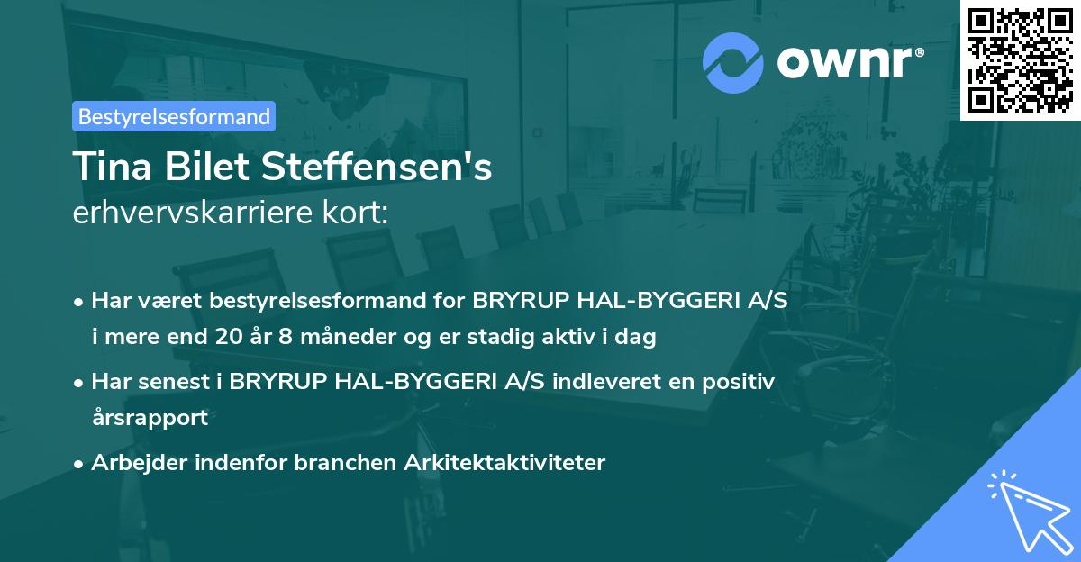 Tina Bilet Steffensen's erhvervskarriere kort