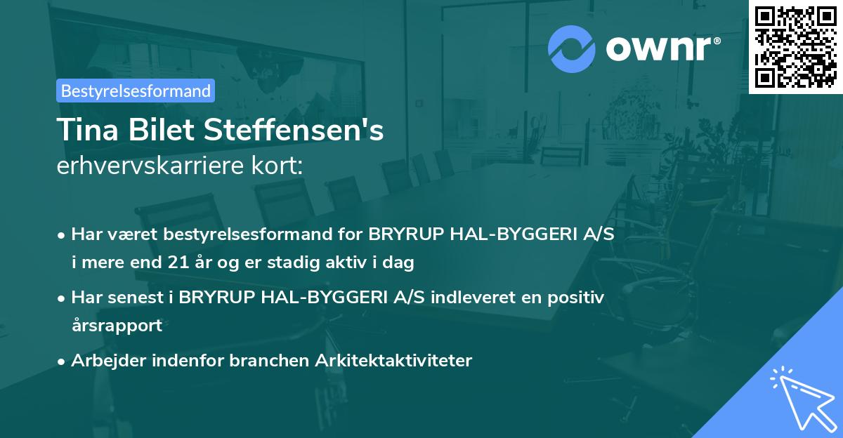 Tina Bilet Steffensen's erhvervskarriere kort
