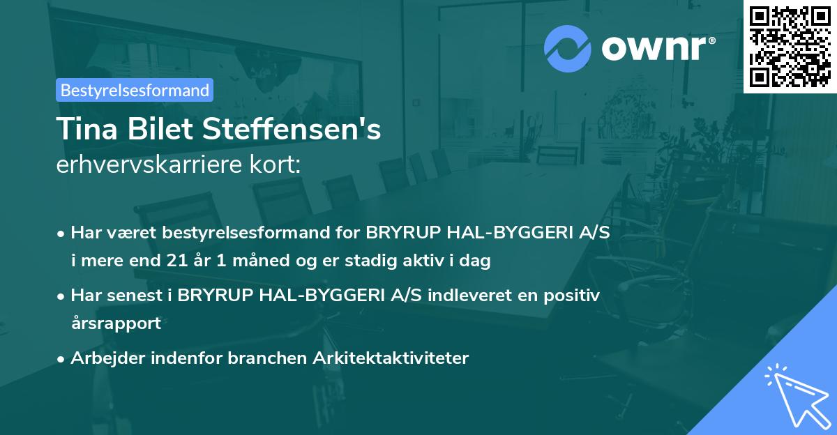 Tina Bilet Steffensen's erhvervskarriere kort