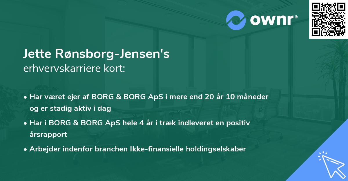 Jette Rønsborg-Jensen's erhvervskarriere kort
