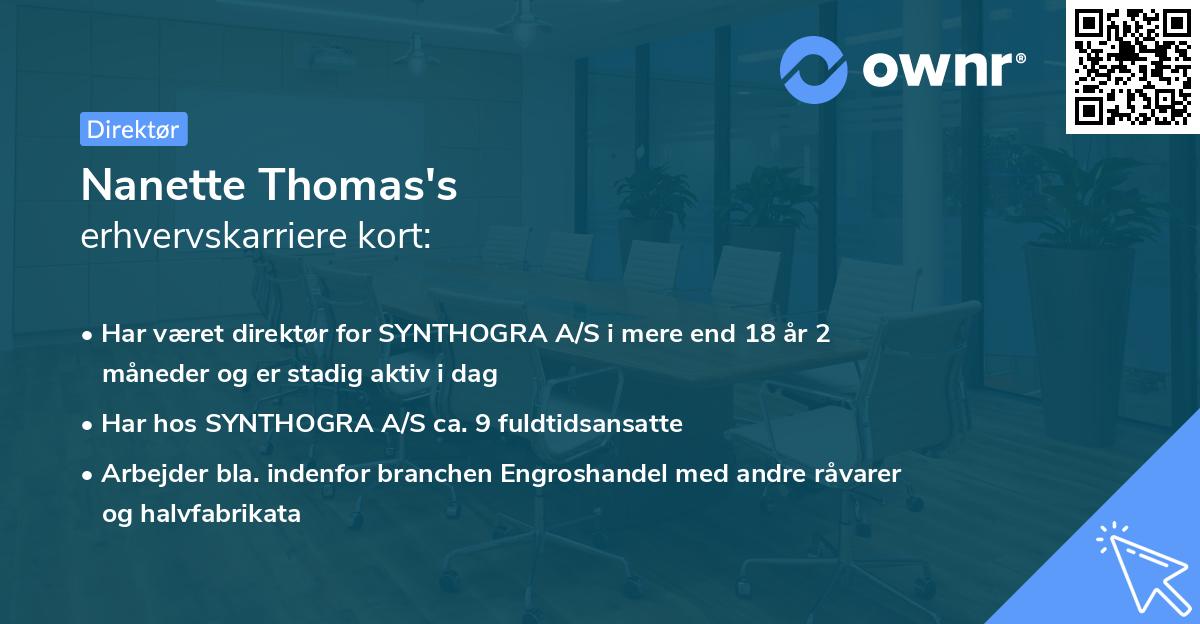 Nanette Thomas's erhvervskarriere kort