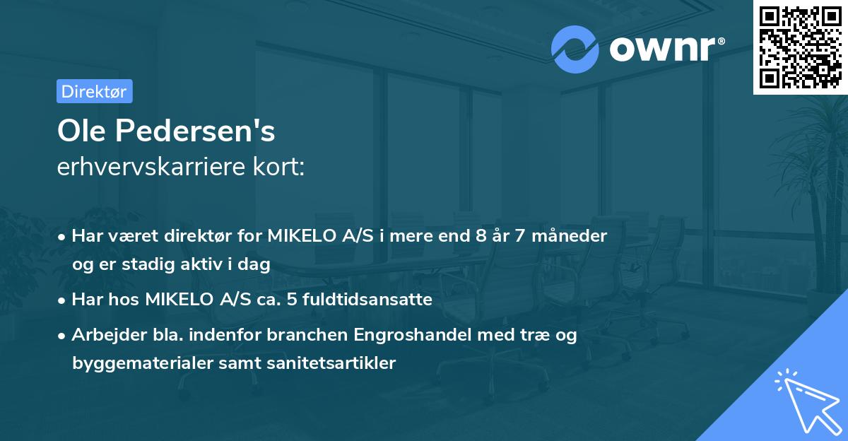 Ole Pedersen's erhvervskarriere kort