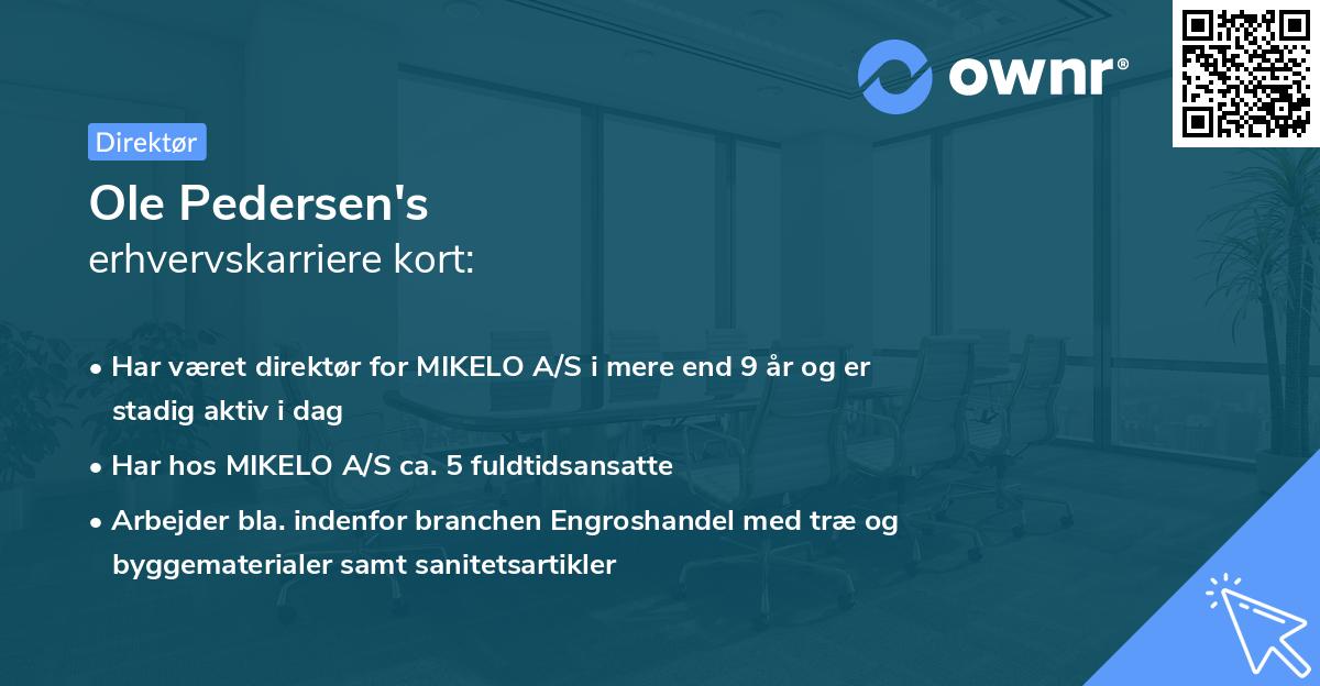 Ole Pedersen's erhvervskarriere kort