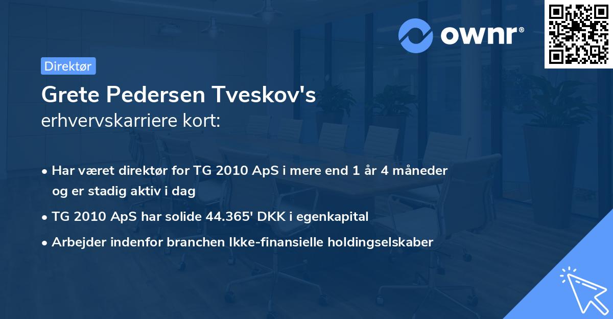 Grete Pedersen Tveskov's erhvervskarriere kort