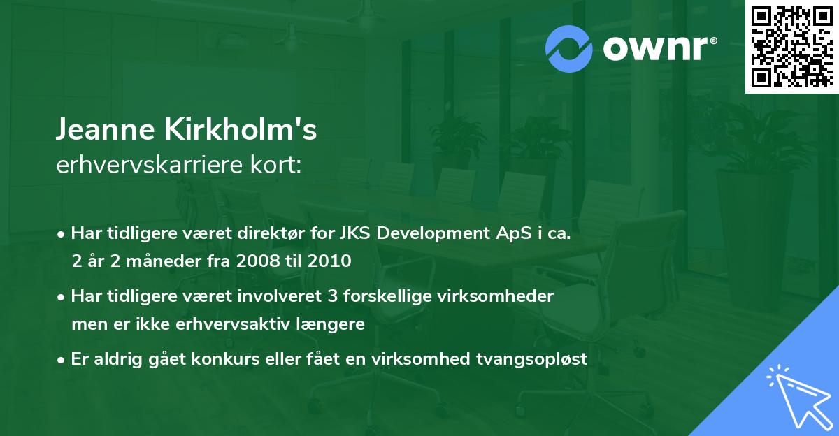 Jeanne Kirkholm's erhvervskarriere kort