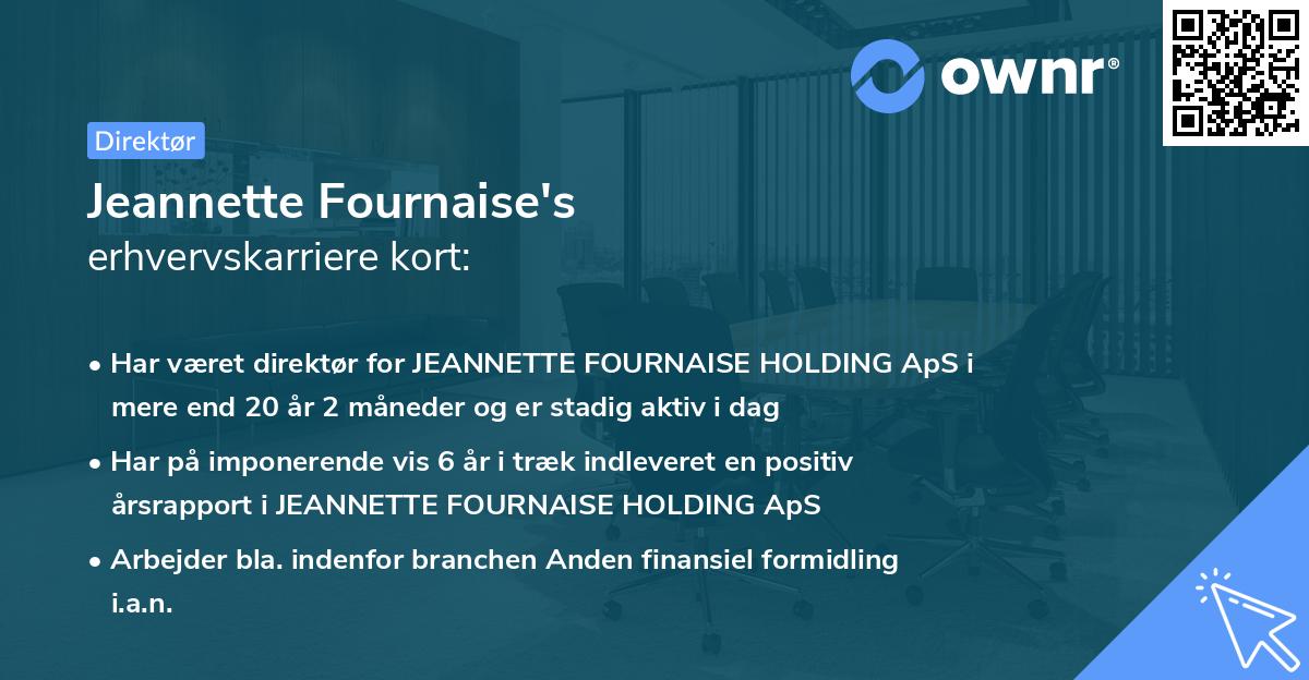 Jeannette Fournaise's erhvervskarriere kort