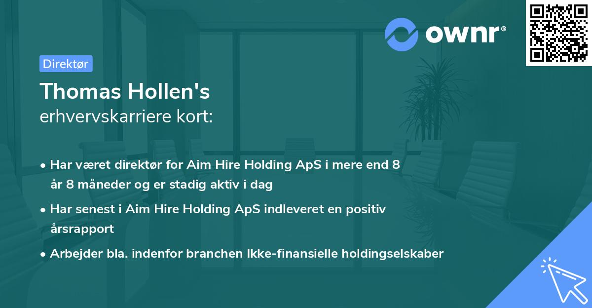 Thomas Hollen's erhvervskarriere kort