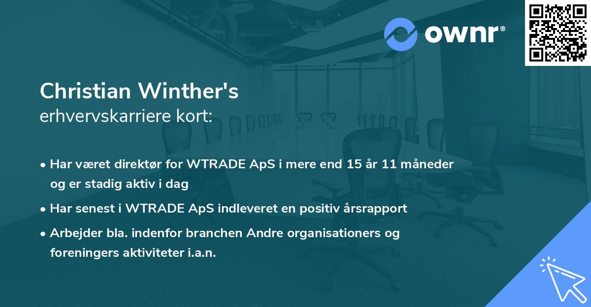 Christian Winther's erhvervskarriere kort