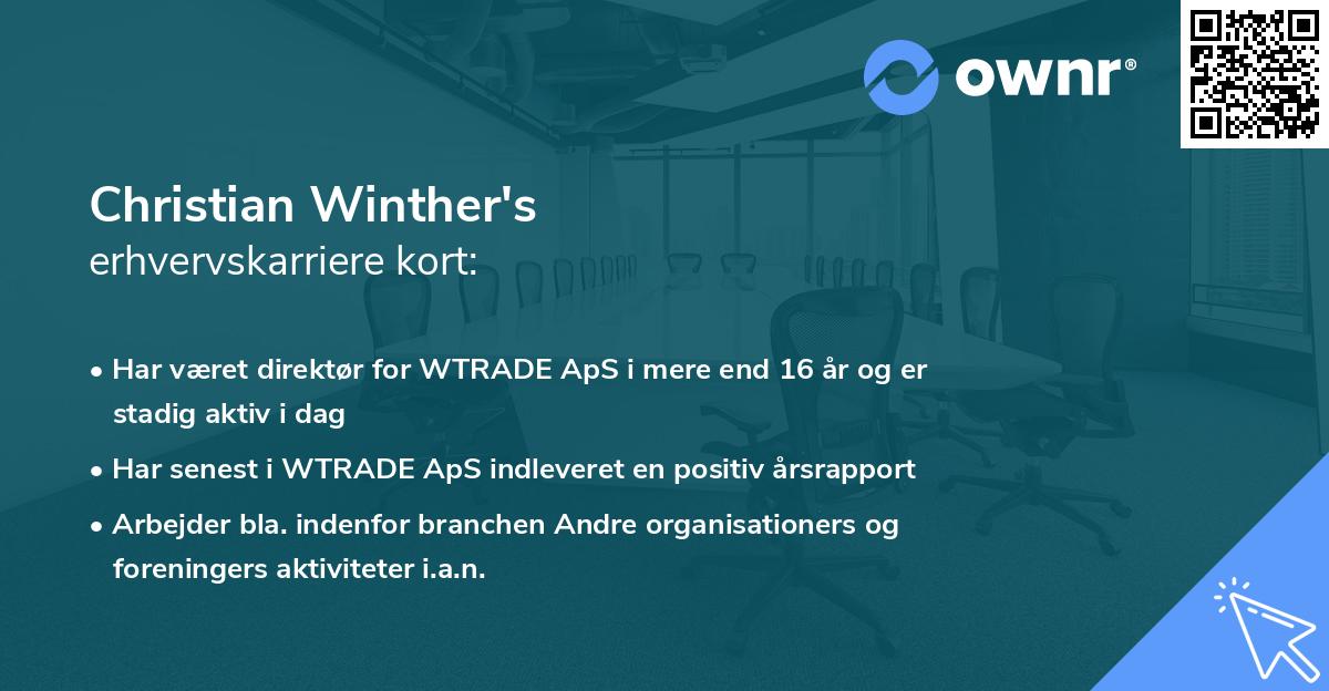 Christian Winther's erhvervskarriere kort