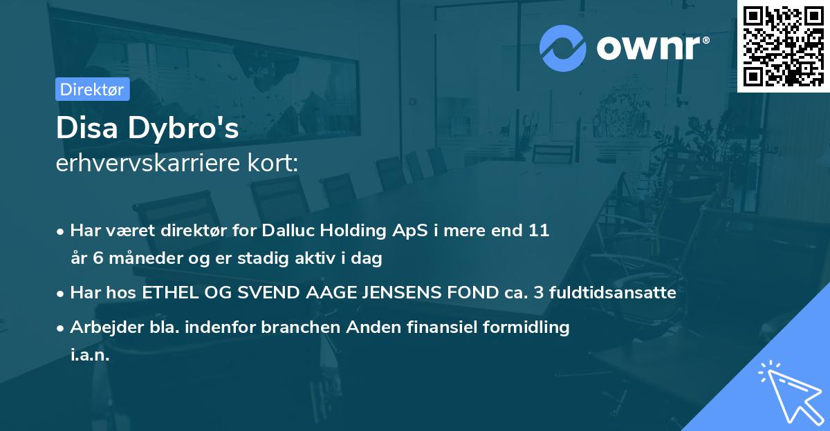 Disa Dybro's erhvervskarriere kort