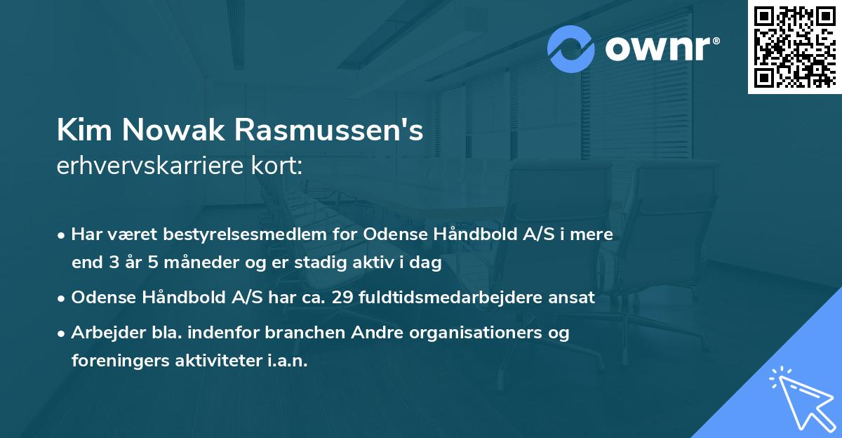 Kim Nowak Rasmussen's erhvervskarriere kort